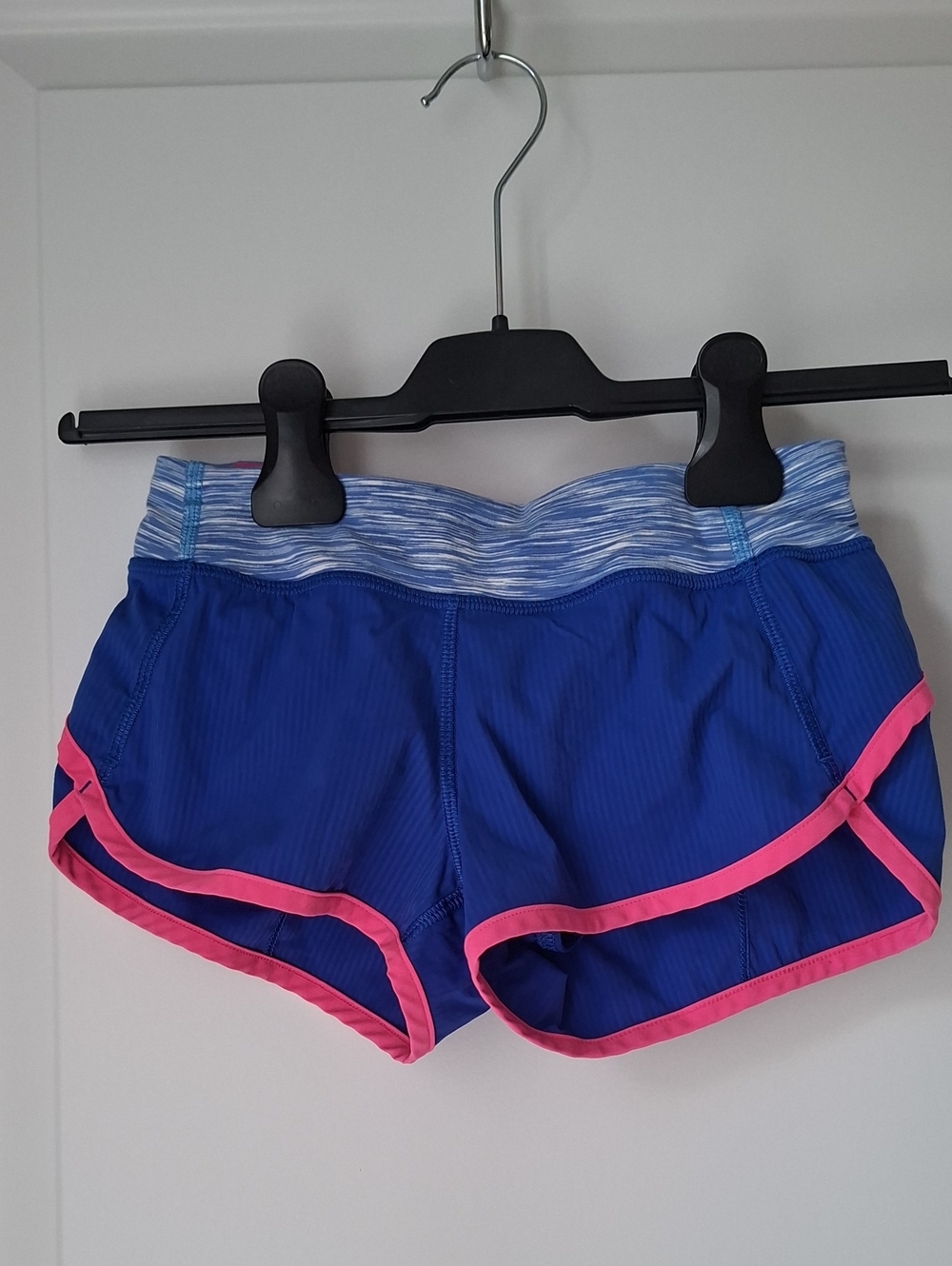 Ivivva Blue Athletic Shorts with Pink Trim and Heathered Waistband